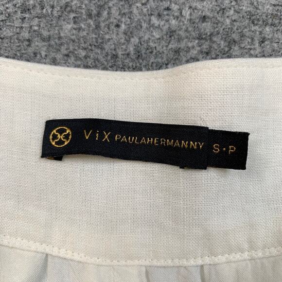 Vix Paula Hermanny Shorts Womens S Small Bone Linen Blend Lightweight Pockets - Picture 5 of 9